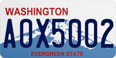 WA license plate AOX5002