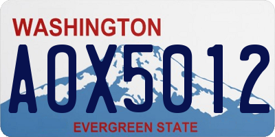 WA license plate AOX5012