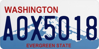 WA license plate AOX5018
