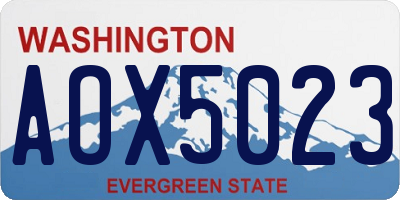 WA license plate AOX5023