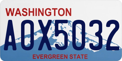 WA license plate AOX5032