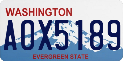 WA license plate AOX5189
