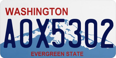 WA license plate AOX5302