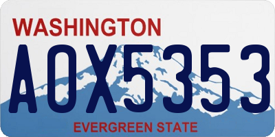 WA license plate AOX5353