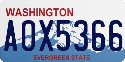 WA license plate AOX5366