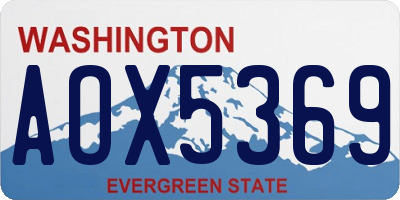 WA license plate AOX5369