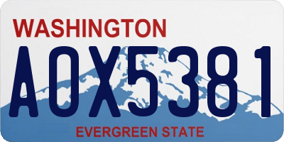 WA license plate AOX5381