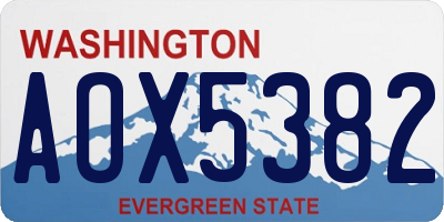 WA license plate AOX5382