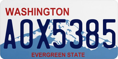 WA license plate AOX5385