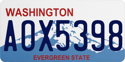 WA license plate AOX5398