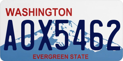 WA license plate AOX5462