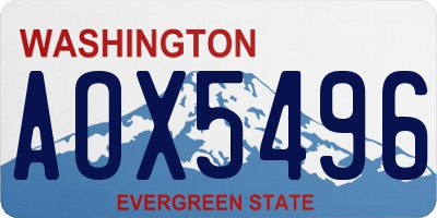 WA license plate AOX5496