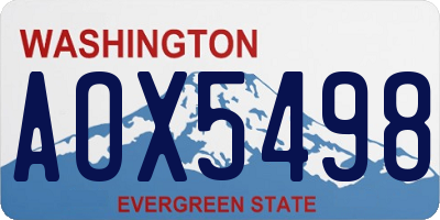WA license plate AOX5498