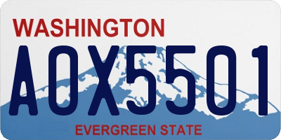 WA license plate AOX5501