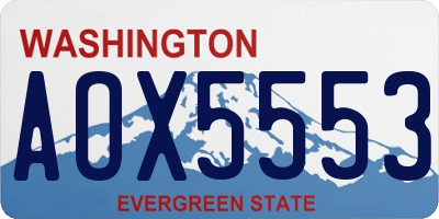 WA license plate AOX5553