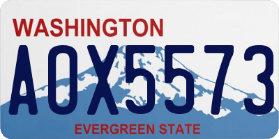 WA license plate AOX5573