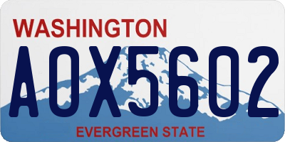 WA license plate AOX5602