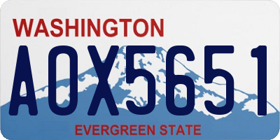 WA license plate AOX5651