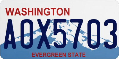 WA license plate AOX5703