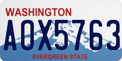 WA license plate AOX5763