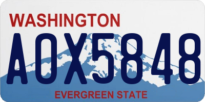 WA license plate AOX5848