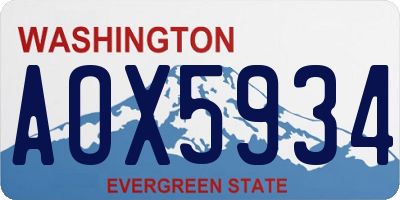 WA license plate AOX5934