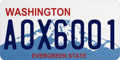 WA license plate AOX6001