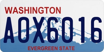 WA license plate AOX6016