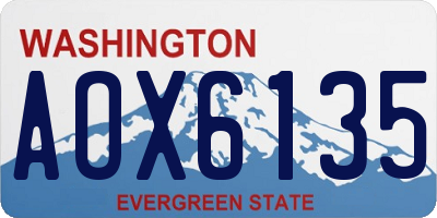 WA license plate AOX6135