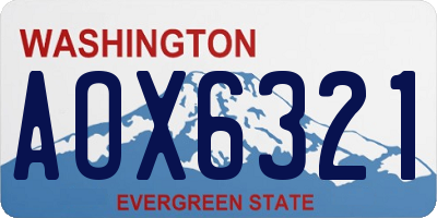 WA license plate AOX6321