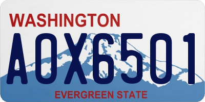 WA license plate AOX6501
