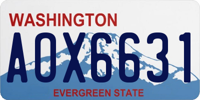 WA license plate AOX6631