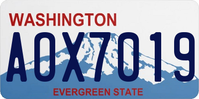 WA license plate AOX7019