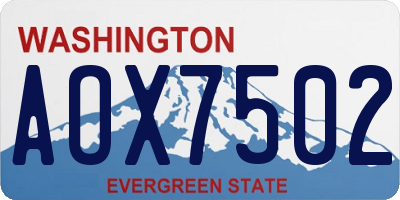 WA license plate AOX7502