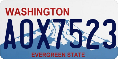 WA license plate AOX7523