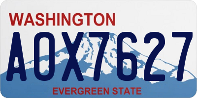WA license plate AOX7627