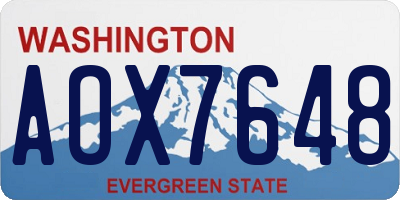 WA license plate AOX7648