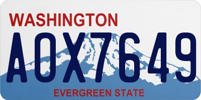 WA license plate AOX7649
