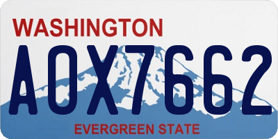 WA license plate AOX7662
