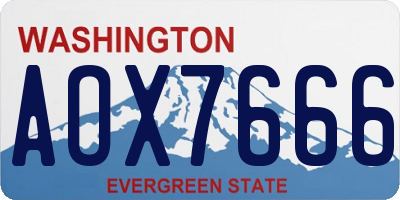 WA license plate AOX7666