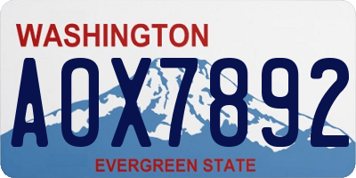 WA license plate AOX7892