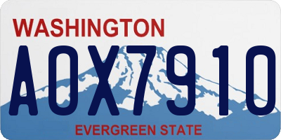 WA license plate AOX7910