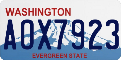 WA license plate AOX7923