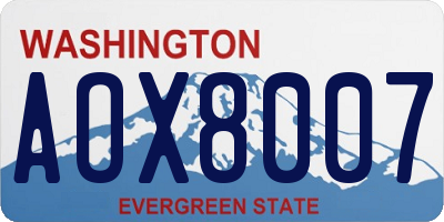 WA license plate AOX8007