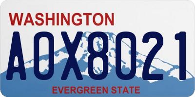 WA license plate AOX8021