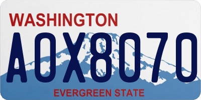 WA license plate AOX8070