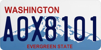 WA license plate AOX8101