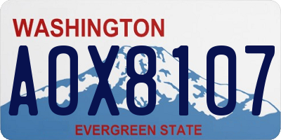 WA license plate AOX8107