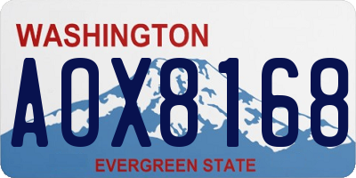 WA license plate AOX8168
