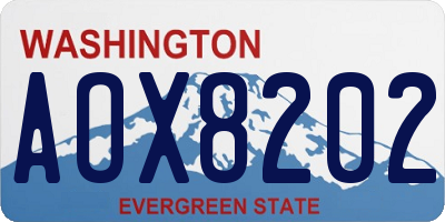 WA license plate AOX8202